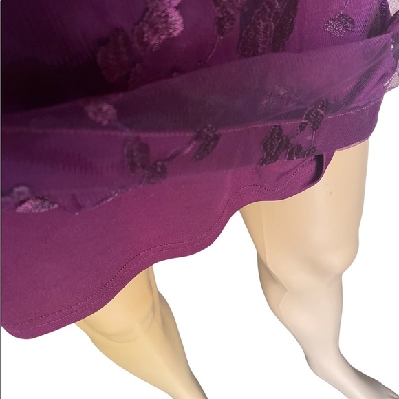 Kari Legerfeld women maroon embroidery floral dress size 0 - Picture 9 of 12